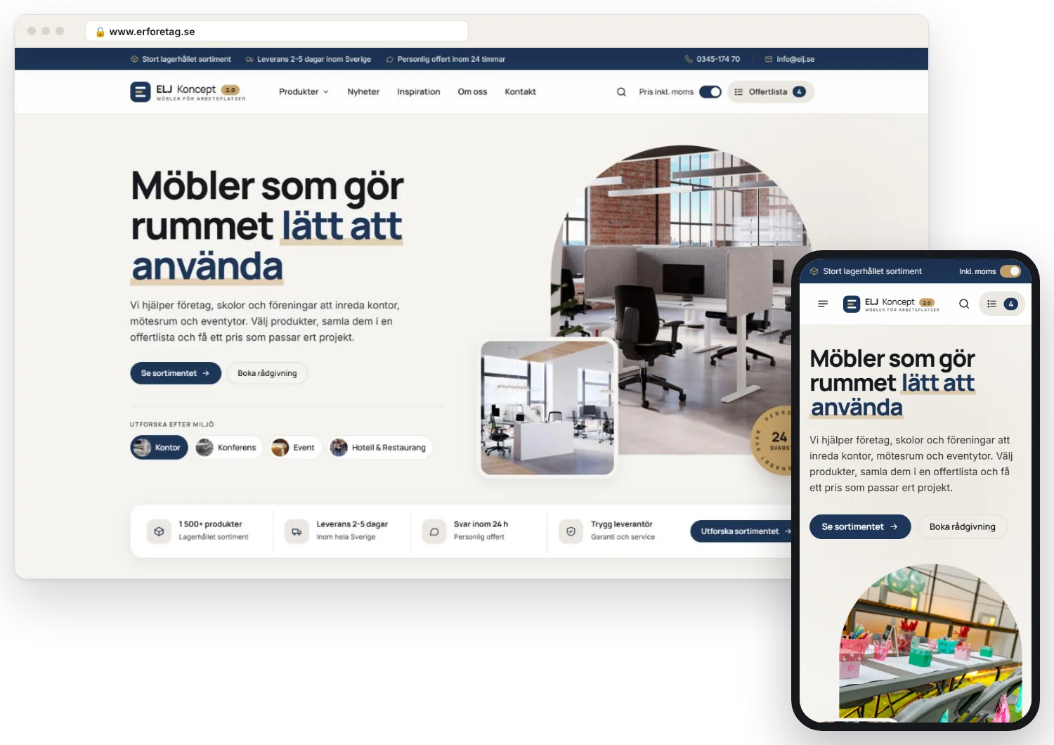 ELJ Koncept-sajt i dator och mobil