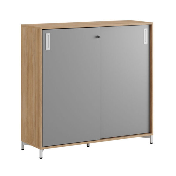 Skjutdörrskåp 120x40x107,5cm Urban oak stomme och grå dörrar