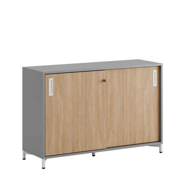 Skjutdörrskåp 120x40x72cm Grå stomme/urban oak dörrar