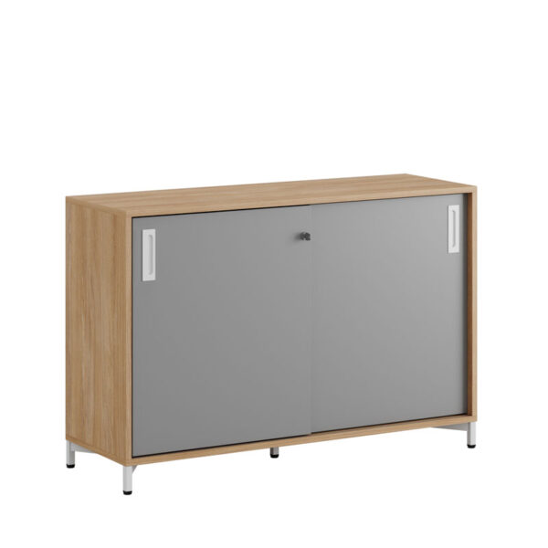 Skjutdörrskåp 120x40x72cm Urban oak stomme/grå dörrar