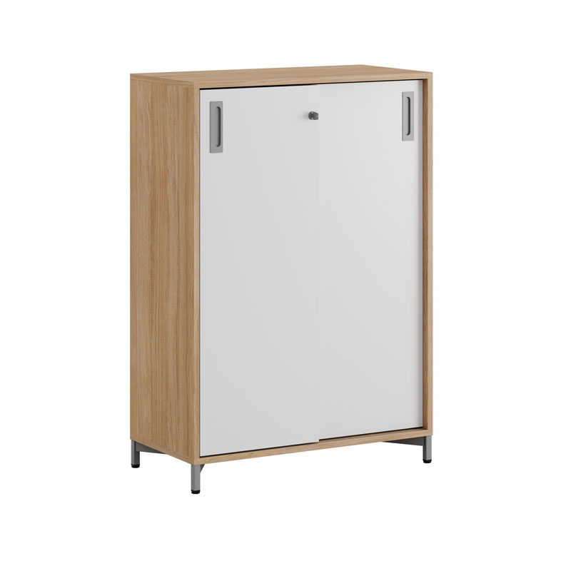Skjutdörrskåp 80x40x107,5cm Urban oak stomme/vita dörrar