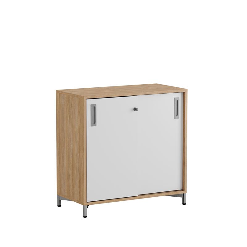 Skjutdörrskåp 80x40x72cm Urban oak stomme/vita dörrar